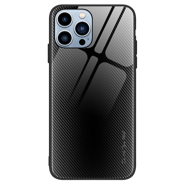 För Iphone 15 Pro Carbon Fiber Texture phone case härdat glas+tpu phone case Black