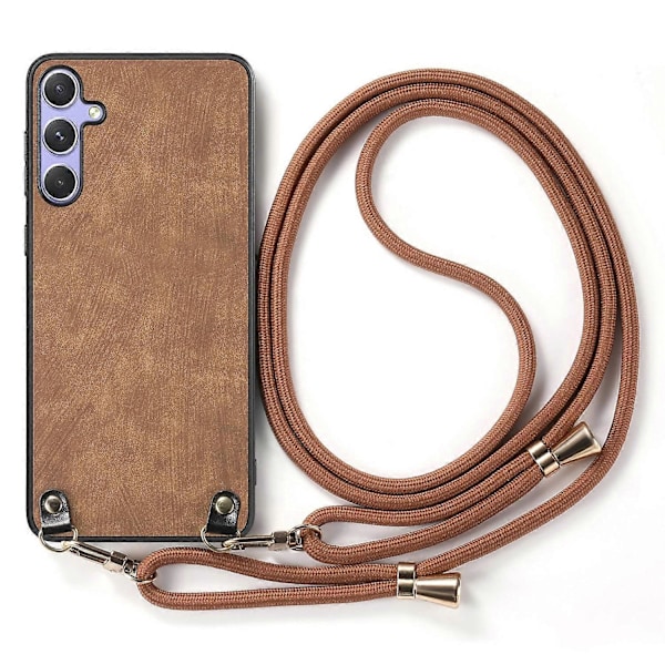 Retro skinndeksel til Samsung Galaxy A06s med justerbar stropp Multicolor Brown