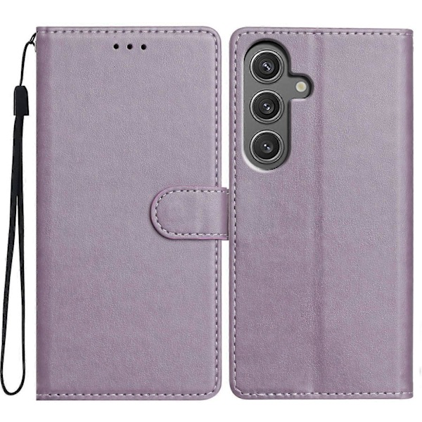 Læder telefoncover med pung, stativ og praktisk rem til Samsung Galaxy A55 5G - Grøn Multicolor Purple