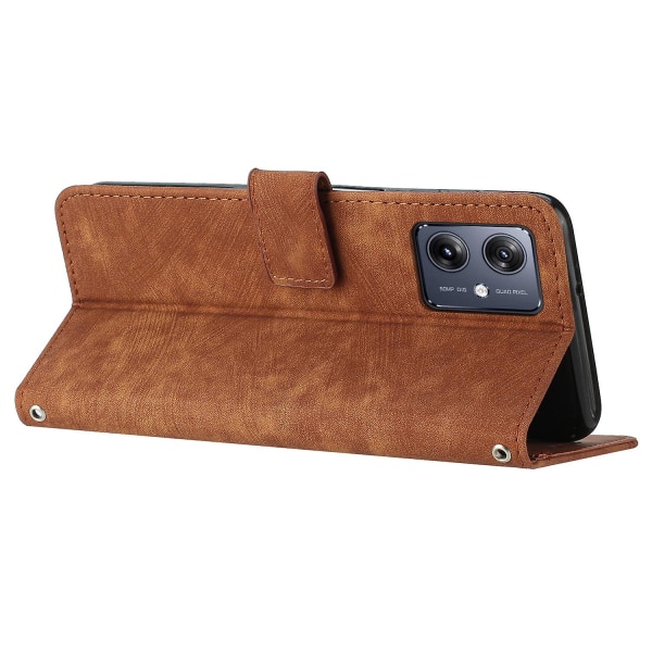 Skin-touch- case för Motorola Moto G54 5g Cover Pu-läderställ Telefonskal Brown