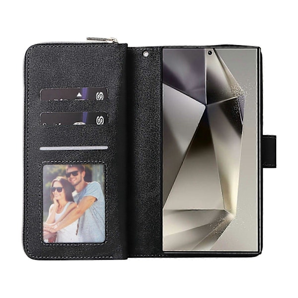 Til Samsung Galaxy S25 Ultra Taske Lynlåslomme PU Læder Telefon Cover med Håndrem Multicolor Style A