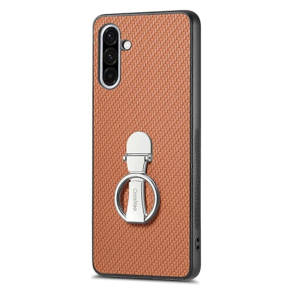 Skal för Samsung Galaxy A36 5G Fällbart Ställ Läder Baksida Kolfibertextur Multicolor Brown