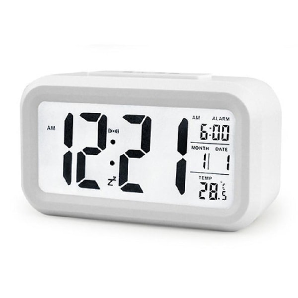 Smart Clock Temperatur Lazy Snooze Väckarklocka Mute Bakgrundsbelysning Elektronisk klocka Creative Digital Clock Gift (vit)