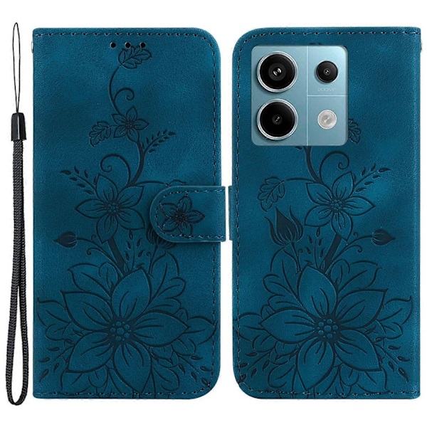 Mobilskal med blommig plånbok i läder med korthållare för Xiaomi Redmi Note 13 Pro 5G/Poco X6 5G Multicolor Dark Blue