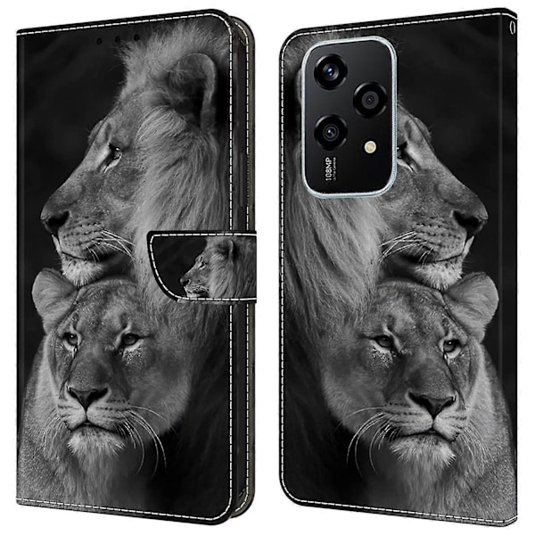 For Honor 200 Lite Lompakkokotelo Magneettilukolla 3D-kuvioitu Nahkainen Puhelinkotelo Multicolor Style C
