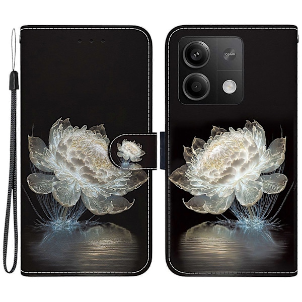 Læderetui med mønstertryk og tegnebogsomslag til Xiaomi Redmi Note 13 5G/Note 13 5G Multicolor Crystal Peony