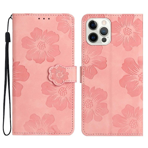 Blommig PU-läder plånboksfodral med stativ för iPhone 12 Pro Max 6,7 tum Multicolor Style C