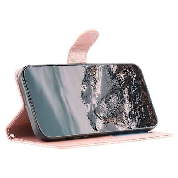PU-læder etui med mandala-præget design til vivo V50 Lite 4G/5G, tegnebog telefoncover Multicolor Rose Gold