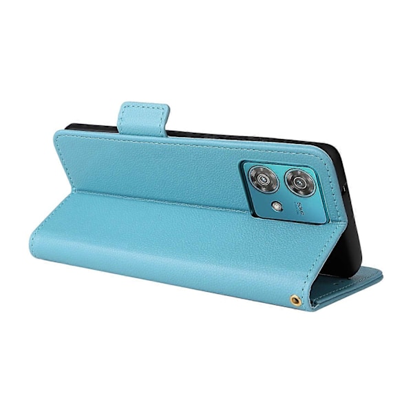 Til Motorola Edge 40 Neo 5G Etui Litchi Tekstur Tegnebog Læder Telefon Cover med Rem Multicolor Style F