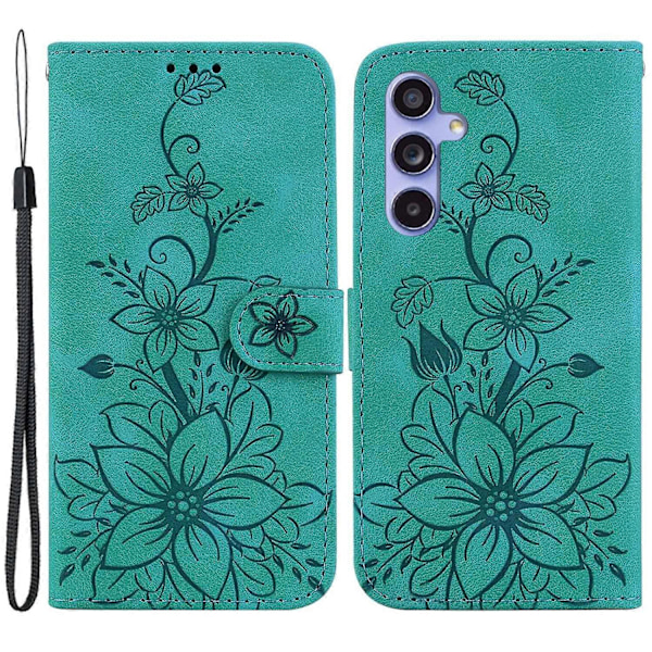 Til Samsung Galaxy S23 FE Præget Lily Blomst Smartphone Etui PU Læder Standpung Cover Multicolor Style C