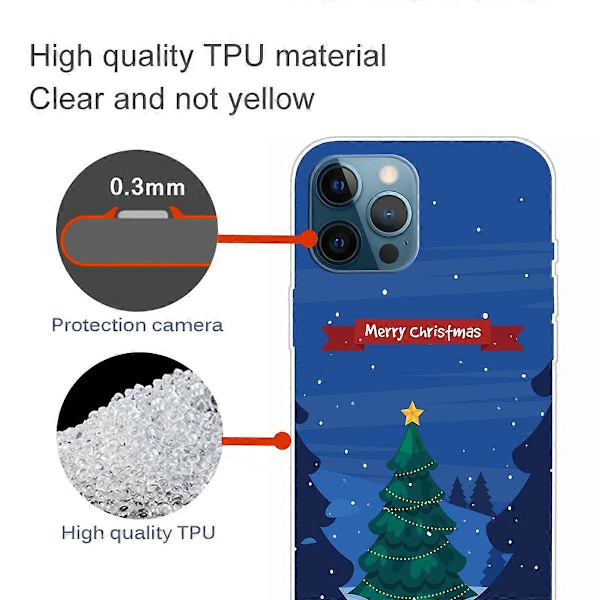 iPhone 16 Pro Max -kuori, jouluaiheinen pehmeä TPU-puhelinkuori - Hyvää joulua Multicolor Christmas Tree