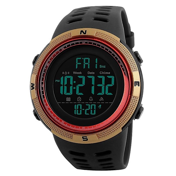 Skmei 1251 50m Vattentät Watch Watch Svart Röd Gold