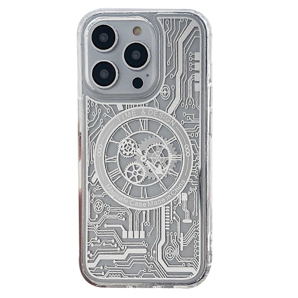 Magnetiskt Telefonfodral för iPhone 14 Pro, Mjuk TPU Mekanisk Växelklocka Mönster Elektroplätering Skal Multicolor Style A