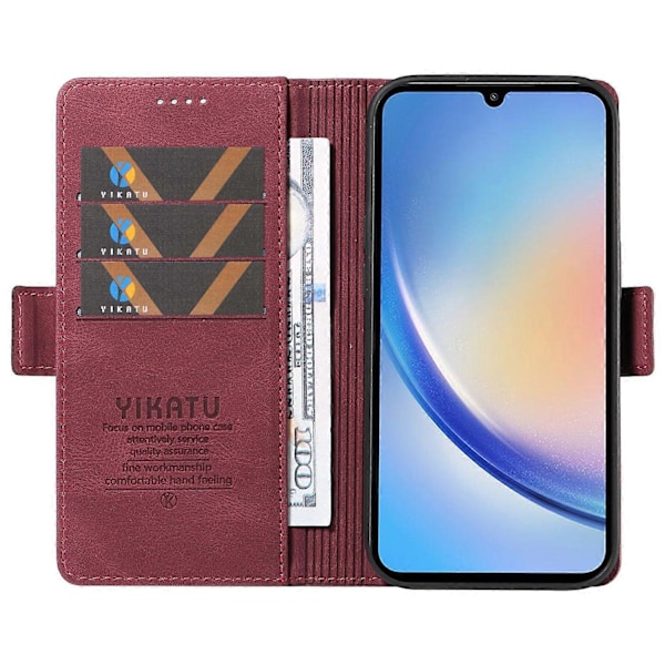 YIKATU YK-005 For Samsung Galaxy A34 5G Hud-følelse Telefon Deksel Stativ Shell PU Lær Lommebok Multicolor Style F