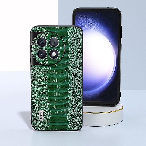 Abeel For Oneplus Ace 2 Pro 5g Stötsäkert Crocodile Texture Cover äkta koläderbelagd Pc+tpu phone case Green