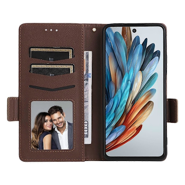 Til ZTE nubia Music Case Litchi Tekstur PU Læder Wallet Flip Telefon Cover - Grå Multicolor Brown