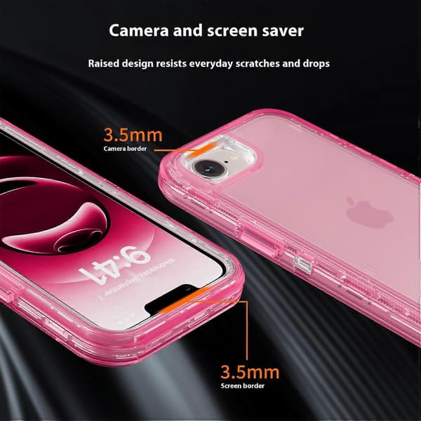 Deksel til iPhone 16e, 3-i-1 Avtakbart Støtsikkert TPU + PC Telefon Bakdeksel Multicolor Transparent Red