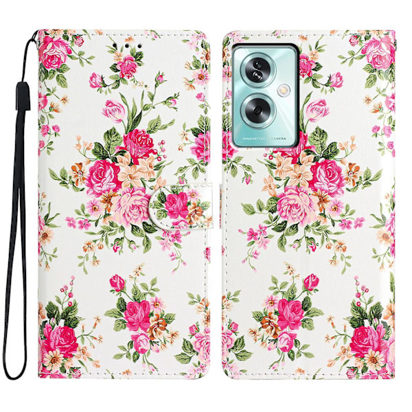 För Oppo A79 5g / A2 5g Färgglad case med kortplats Red Flowers