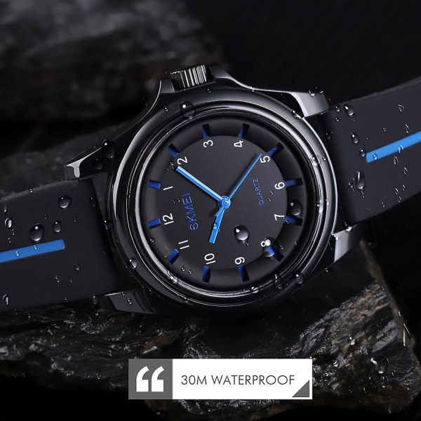 Skmei 1578 3d Skala Urskive Herre Quartz Klokke Blå Black