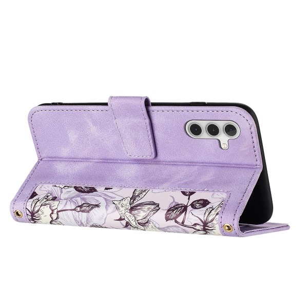 För Samsung Galaxy A53 5g Blommönster Utskrift Telefonställ Case Cover Light Purple