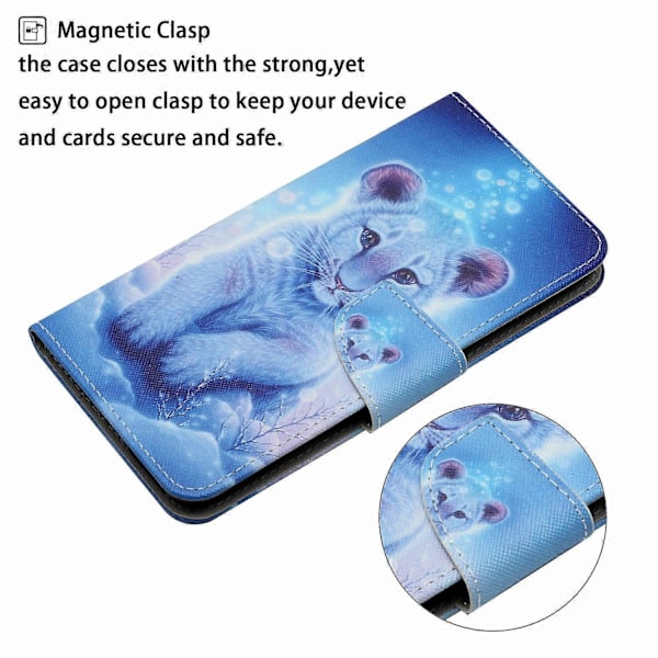 Samsung Galaxy A26 5G/A16 4G -kotelo, kuvioitu, suojaava nahkainen folio-puhelinkotelo Multicolor Little Leopard