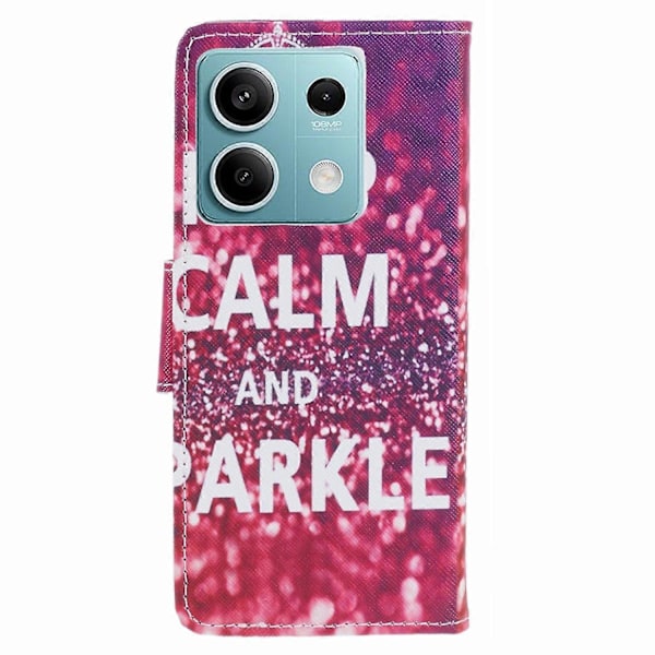 Telefoncover til Xiaomi Redmi Note 13 5G PU Læder Krydset Tekstur Wallet Cover Multicolor Keep Calm and Sparkle