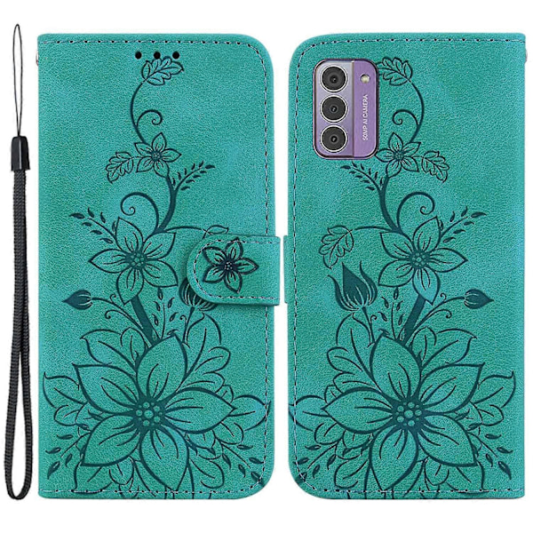 Præget Lily Blomst Cover til Nokia G42 Læder Wallet Stødsikkert Stativ Telefon Cover Multicolor Style C