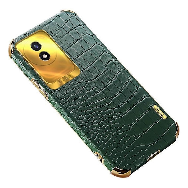 vivo Y02 4G -puhelimelle krokotiilinnahkajäljitelmä, galvanointipinnoitettu, nahkapäällysteinen TPU-puhelinkotelo Multicolor Style B