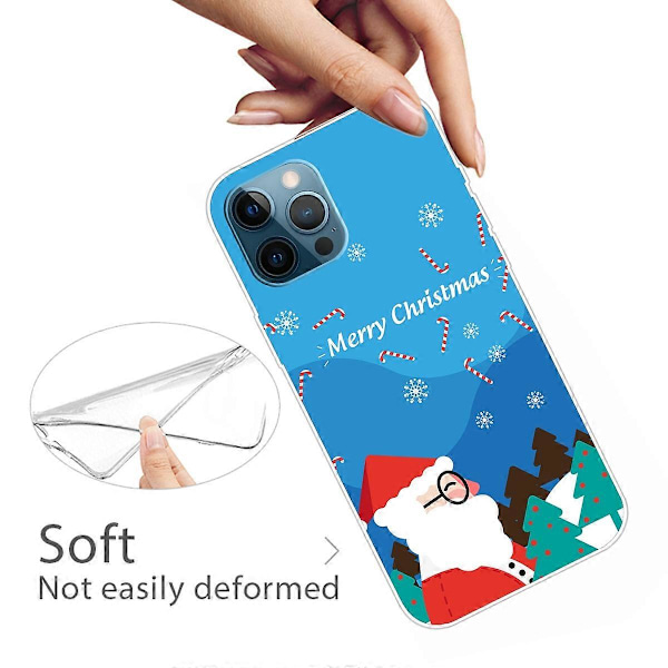 Deksel til iPhone 16 Pro Max med Julemønster, Myk TPU Telefondeksel - God Jul Multicolor Santa Wears Glasses