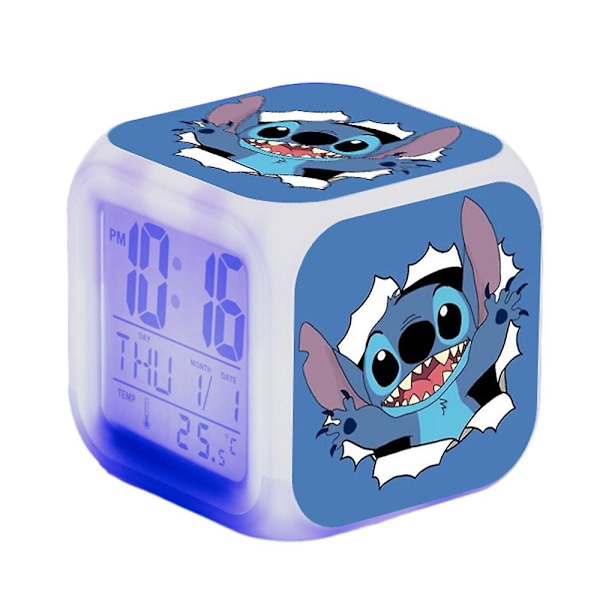 Lilo & Stitch Digital Vækkeur 7 Farveskiftende Natlampe Sengelampe B