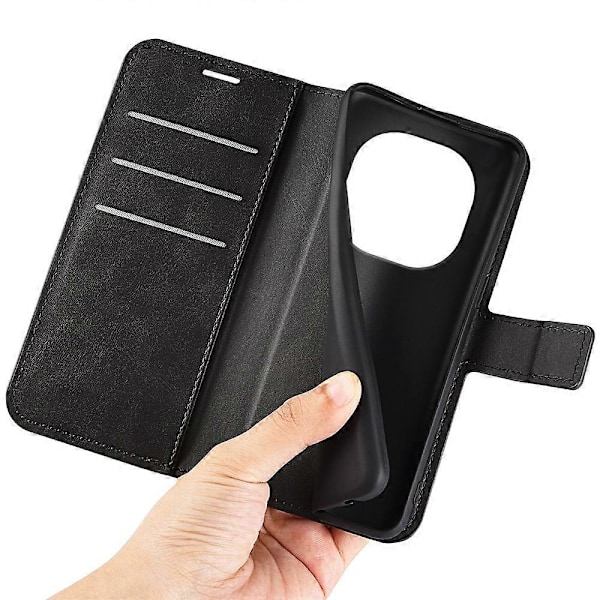 Til Xiaomi Redmi Note 14 Pro 5G Stand Case Anti-Scratch Kalvetekstur Læder Telefon Cover Multicolor Style B