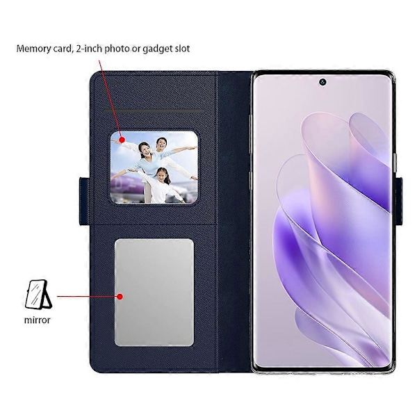 Infinix Note 40 -kotelo korttipaikalla, PU-nahkainen jalustakansi meikkipeilillä Multicolor Style A