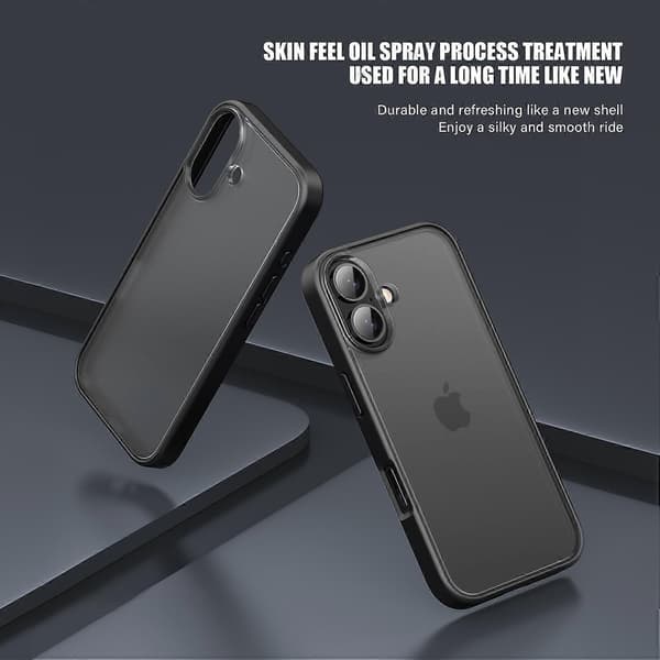 Magic Series deksel til iPhone 16 Plus, gjennomskinnelig matt TPU+PC telefondeksel- Multicolor Grey