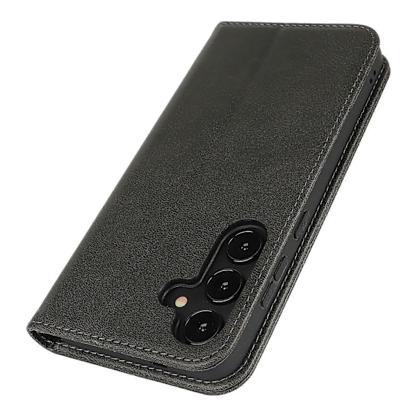 Til Samsung Galaxy S25 Etui PU Læder Kalvepræget Magnetisk Lukning Smartphone Cover - Mørkebrun Multicolor Black