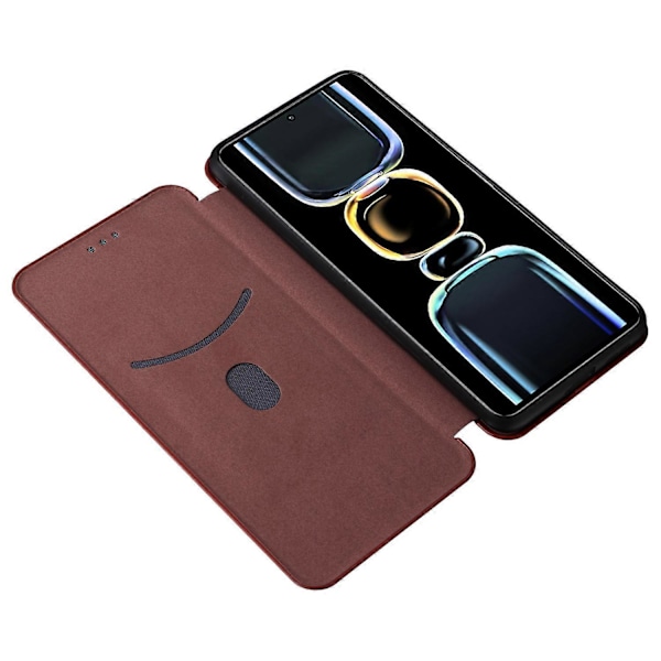 Hiilikuitukuvioinen suojakuori Xiaomi Redmi K60E 5G -puhelimelle, jossa on jalusta, korttipaikka ja PU-nahkakansi Multicolor Style C