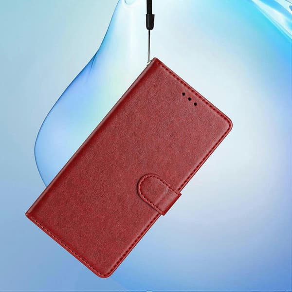 Lær Lommebok Deksel med Stativ og Praktisk Stropp til iPhone 16 Plus - Grønn Multicolor Red