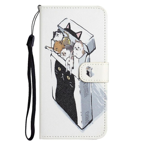 Motorola Moto G15 4G/G15 Power 4G -kotelo, kuvioitu PU-nahkainen lompakkokotelo, ristikkäinen tekstuuri Multicolor Cats