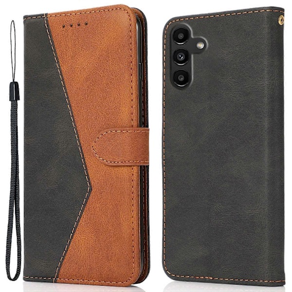 Fodral för Samsung Galaxy A36 5G Färgskarvning Plånboksställ Läder Telefonfodral med Handledsrem Multicolor Style A