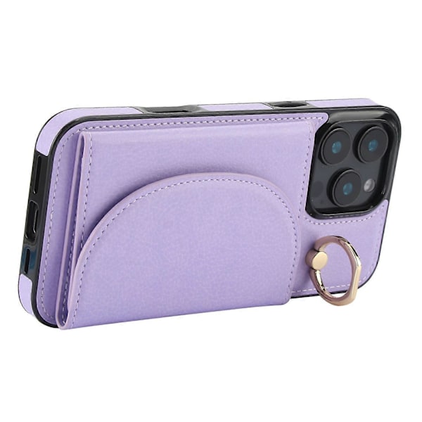 Til iPhone 16 Pro Etui RFID Blokerende Tegnebog Støtteben Læder+TPU Telefon Cover Multicolor Style E