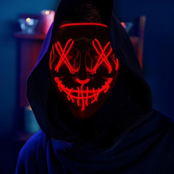 Halloween Neon LED Purge Maske Maskerade Festmasker Lysende i Mørke Horror Maske Glødende Maske Green