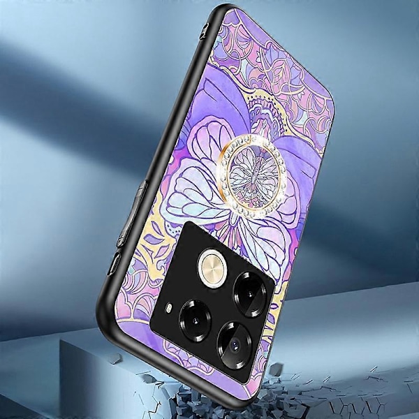 För Infinix Note 40 Pro 4G Telefonfodral TPU-ram Härdat Glas+PC Baksida Multicolor Style B