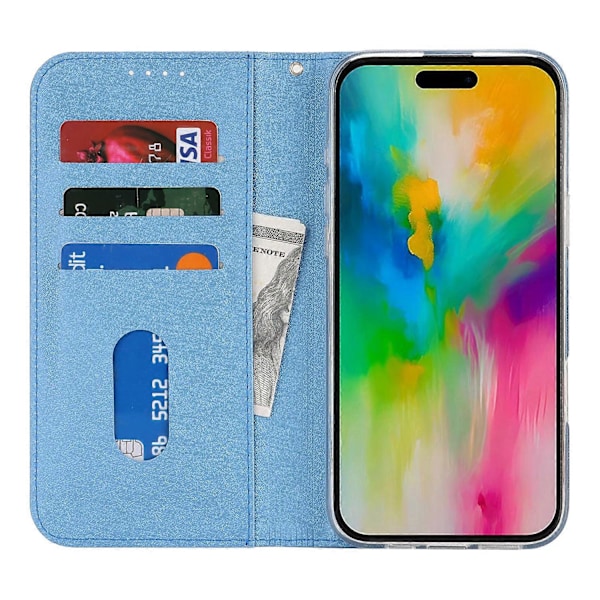 För iPhone 16 Pro Fodral PU Läder Silkeslen Textur Magnetisk Flip Telefonfodral Multicolor Style B