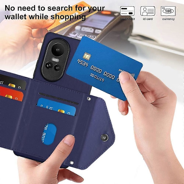 YB Leather Coating Series-8 deksel til Oppo Reno10 Pro 5G/Reno10 5G med RFID-blokkering Multicolor Sapphire