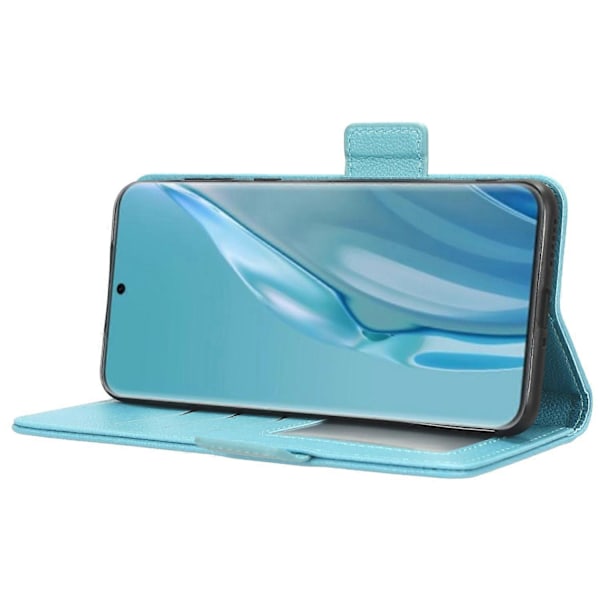 Læderetui med litchi-tekstur til Huawei P60 Art, ridsefast stativ, telefonpungcover Multicolor Style F