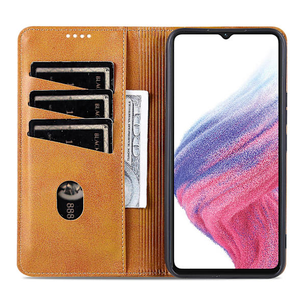 Azns Pu Läder Phone case För Samsung Galaxy A04e 4g, Stativ Magnetic Absorption Flip Cover Brown