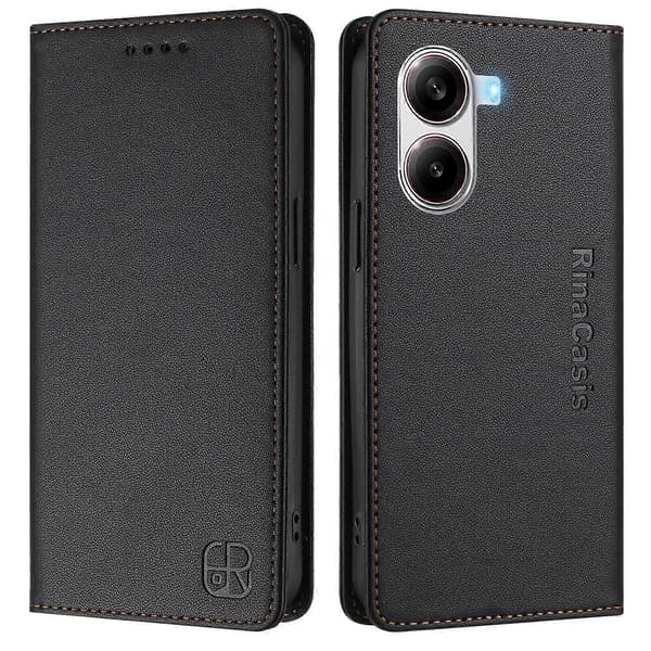För Xiaomi Poco X7 Pro 5G Läderfodral RINACASIS RC01 Mobilskal med RFID-skydd Plånboksställ Multicolor Black