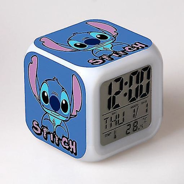 Stitch Väckarklocka Stitch Barnpresent Färgglad färgskiftande fyrkantig väckarklocka Julklapp Model 1