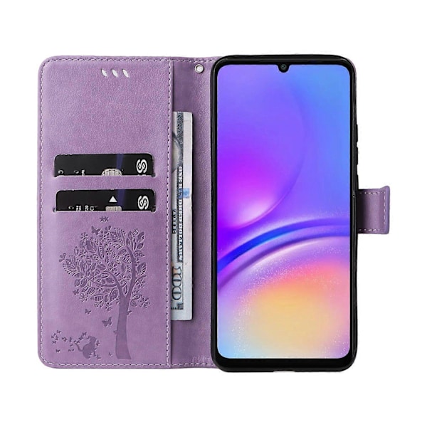 KT Imprinting Flower Series-3 Fodral för Samsung Galaxy A06 Katt Träd Mönster Flip Läder Telefonskydd Multicolor Style C