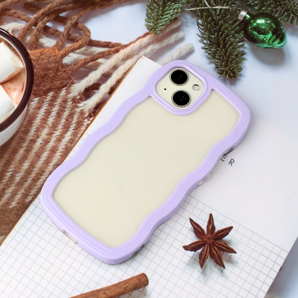 För Iphone 15 Wave Grip Design Phone case Pc + Tpu Skyddande genomskinligt cover Purple