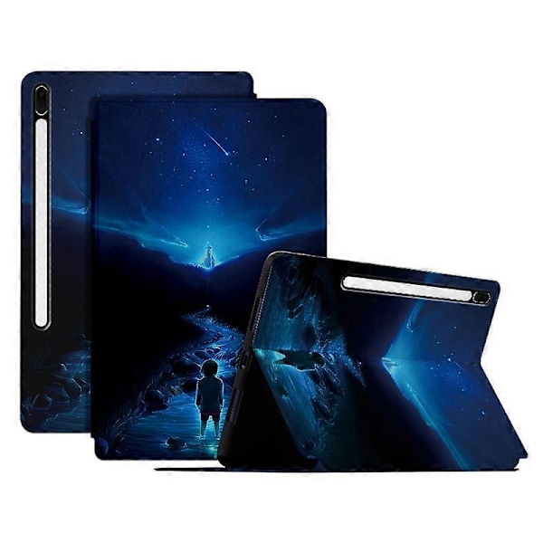 Til Samsung Galaxy Tab S7 FE/Tab S7+/Tab S8+ Etui Mønsterprint PU Læder Flip Cover med Støttefod Multicolor Style A